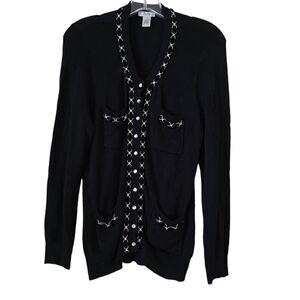 CACHE Vintage‎ Women's Black Cardigan Embellished Size Small Y2K